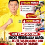 HUT KE-62 PARTAI GOLKAR, RYCKO MENOZA AJAK WARGA IKUTI PASAR MURAH DAN DONOR DARAH DI BANDAR LAMPUNG